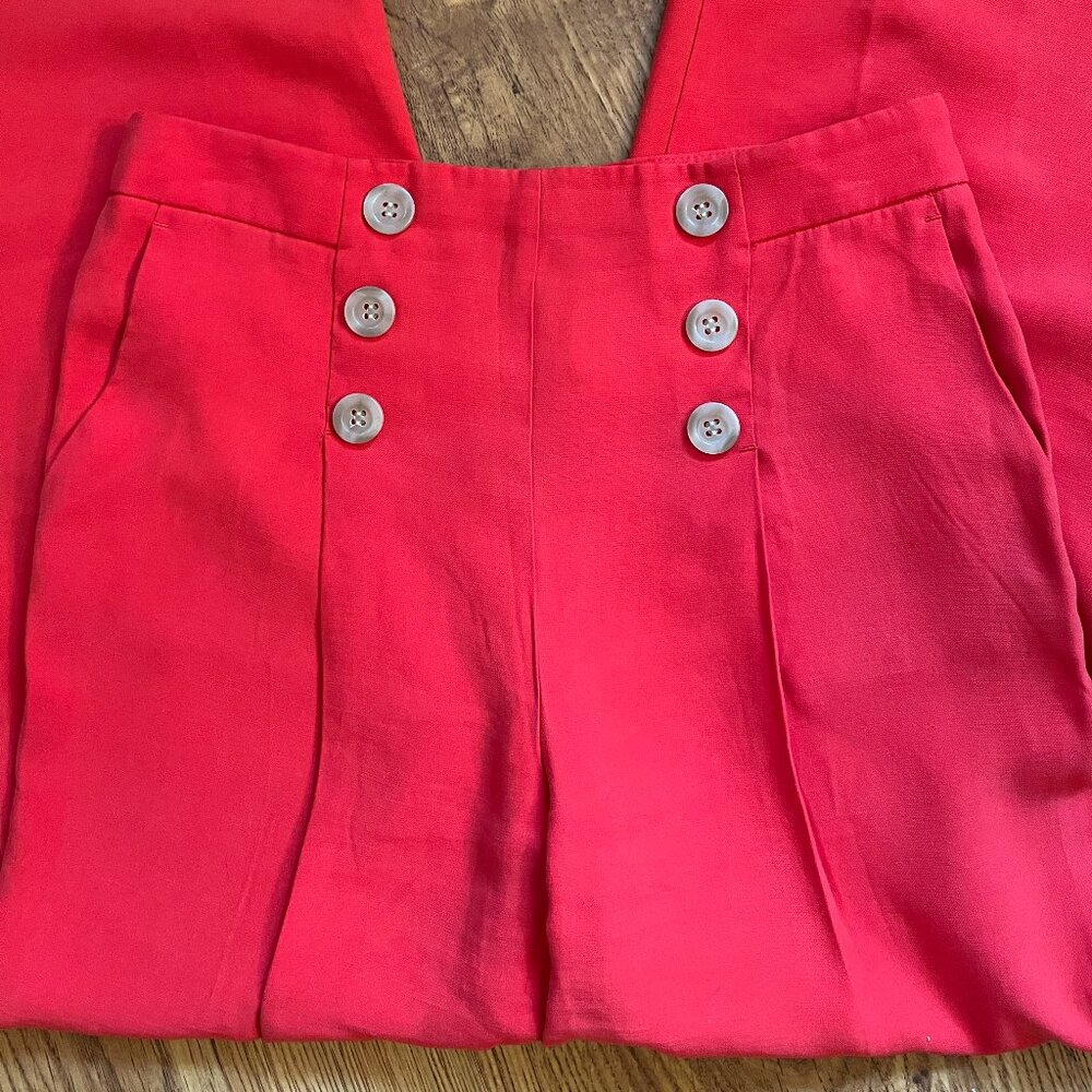 Ann Taylor The Petite Sailor Pant in Vermillion Kiss High Rise 4P